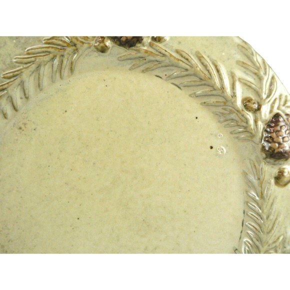 Bread Dessert Plate Country Pine Cone Design Lake Lodge Cabin Style 8" Set of 2 - Picture 6 of 12